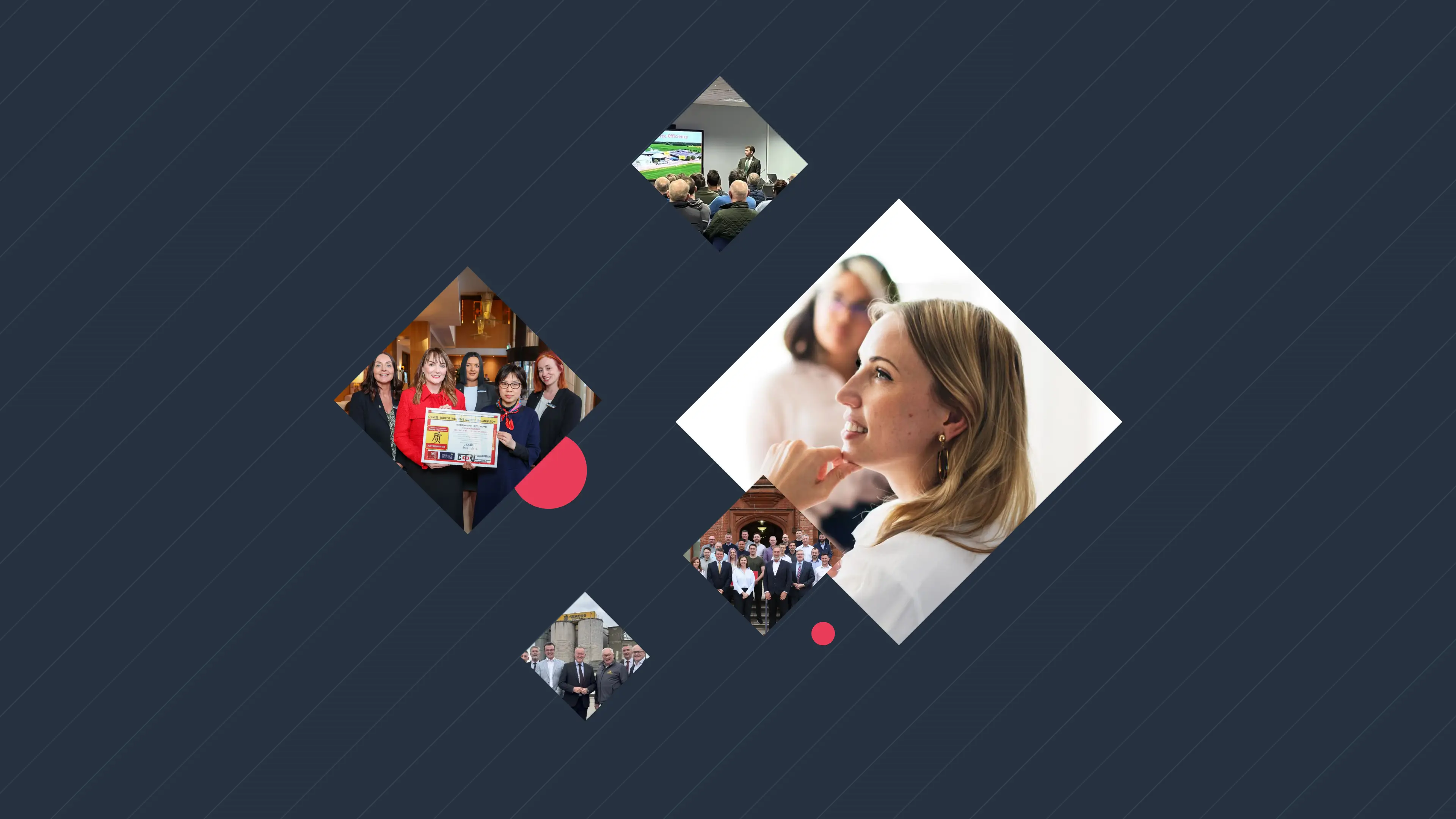 Image treated with diamond graphic elements from the Center for Competitiveness brand