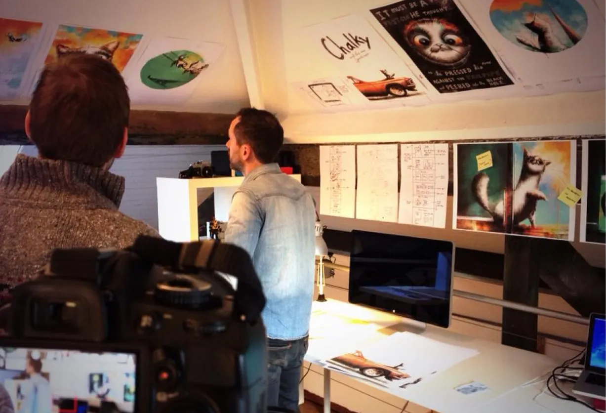 The Little Thunder team working on the Chalky and the New Sports Car book