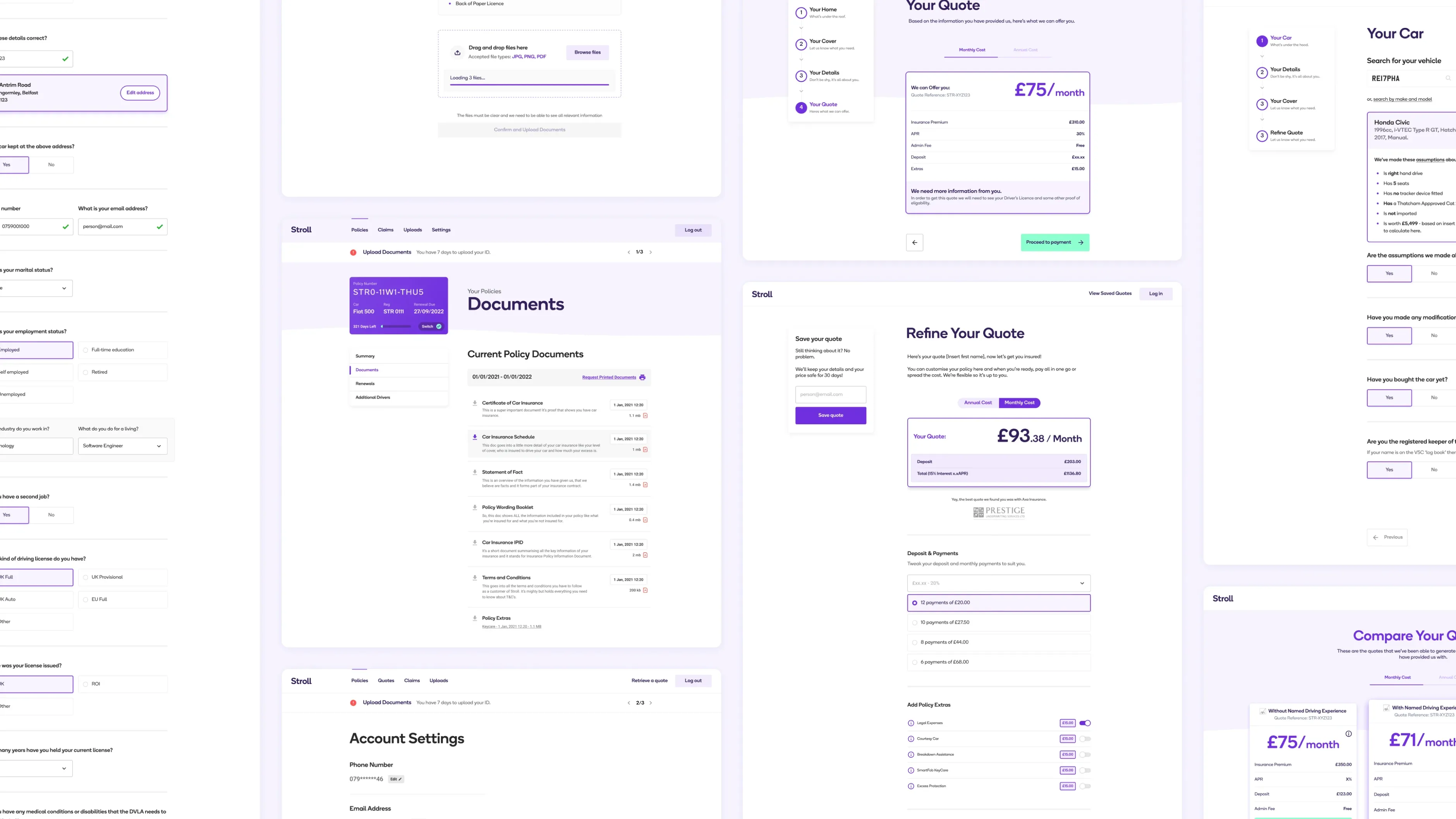 A snapshot of the Stroll insurance product